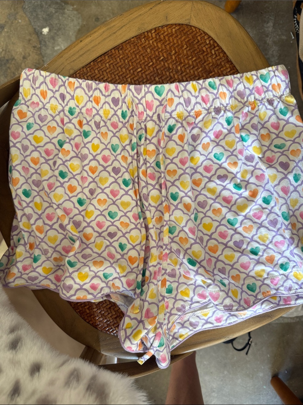 Roller Rabbit Target White Lounge Shorts with Pastel Heart Print
